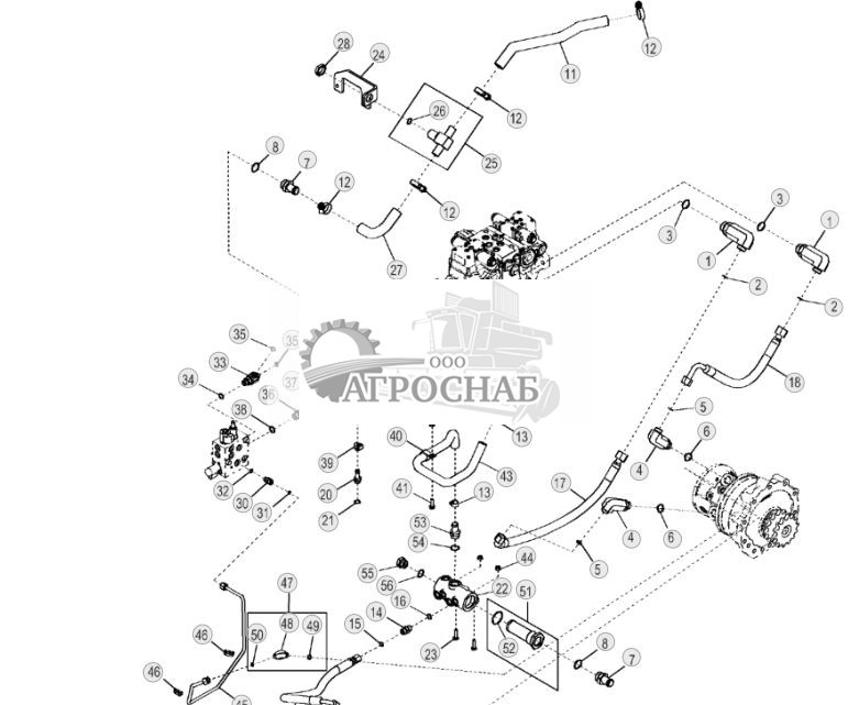 Гидросистема правого гидростатического привода (ЭГ органы управления) (двухскоростной) - ST250577 194.jpg